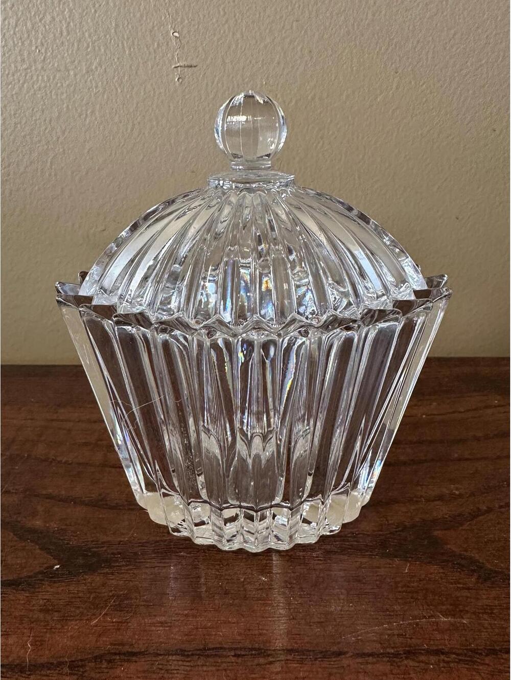 Vintage Mikasa Cut Glass Oval Shaped Trinket Box/ Serving Dish